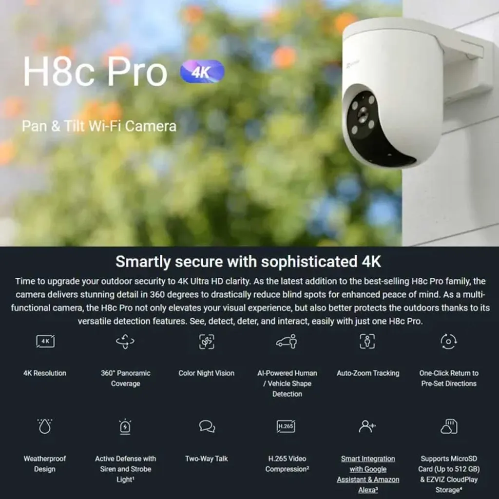 Ezviz H8C Pro 4K (CS-H8C-R200-8H8WKFL) 8MP Smart Home Camera (2) 